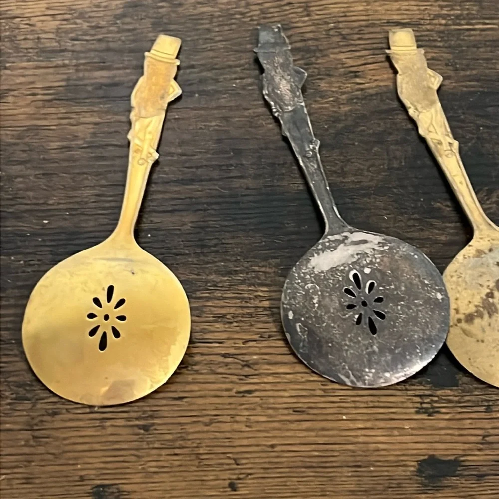Vintage Metal Planters Mr. Peanut Gold and silver tone Advertising Spoons